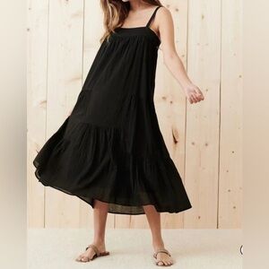 Jenni Kayne Flowy Summer Dress Black Cotton Linen XS NWT